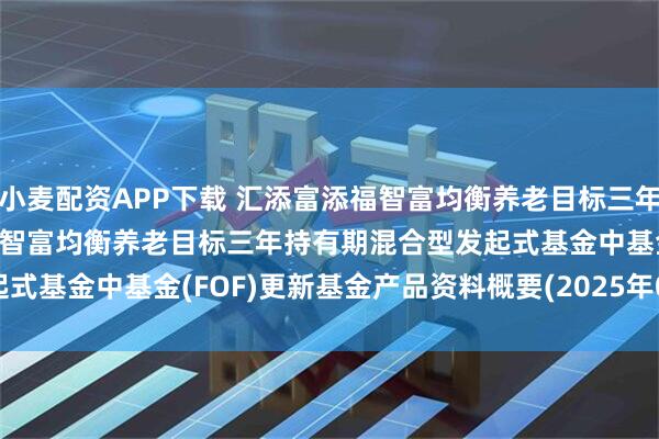 小麦配资APP下载 汇添富添福智富均衡养老目标三年混合(FOF): 汇添富添福智富均衡养老目标三年持有期混合型发起式基金中基金(FOF)更新基金产品资料概要(2025年06月20日更新)