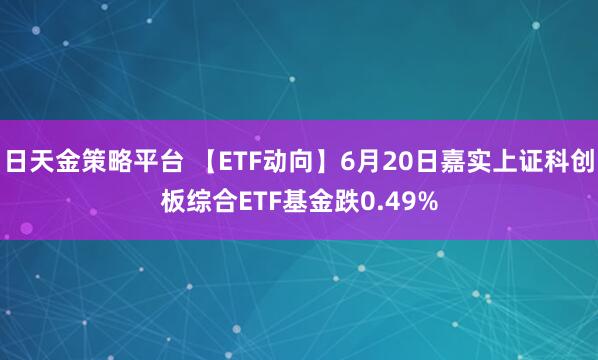 日天金策略平台 【ETF动向】6月20日嘉实上证科创板综合ETF基金跌0.49%